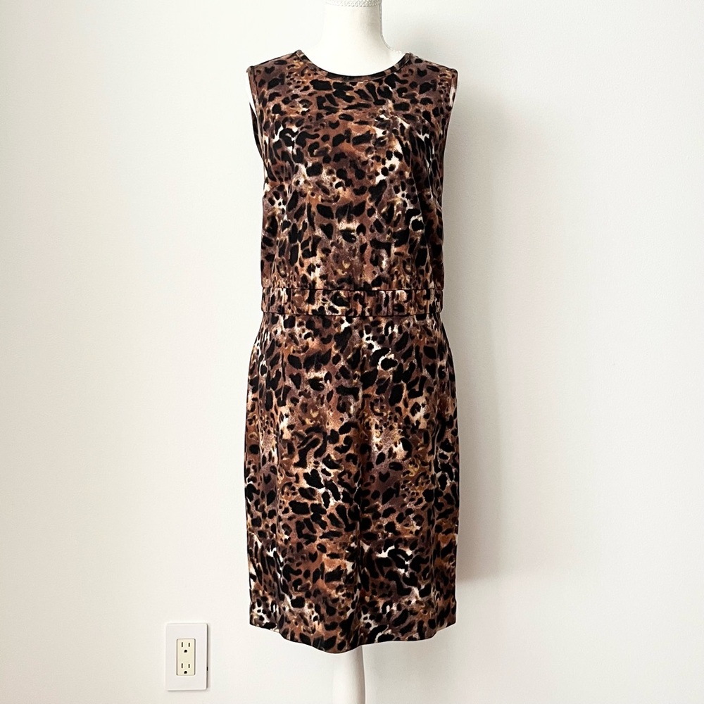 Vintage Lord & Taylor Animal Print Sleeveless Dress Size 10 Stretchy Bodycon